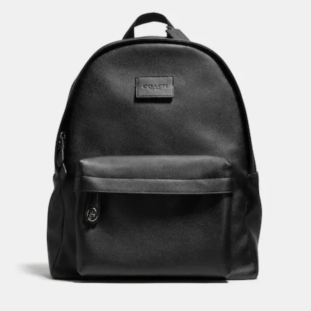 Coach Campus XL Large Pebbled Leather Turnlock Backpack Black